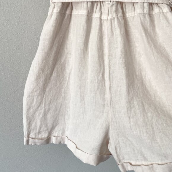 Cloth & Stone for Anthropologie Safari Linen Romper Women's L Button Up Beige - Picture 13 of 15
